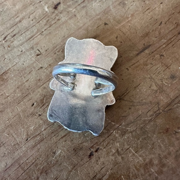 Vintage Sterling Silver Turquoise Double Stone Knuckle Buster Ring NA Size: 8 - Picture 10 of 10